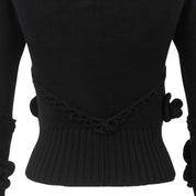 2007 Camellia motif CC mark plate knit top Black