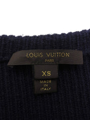 ロゴプレート半袖ニットワンピース ネイビー/レッド