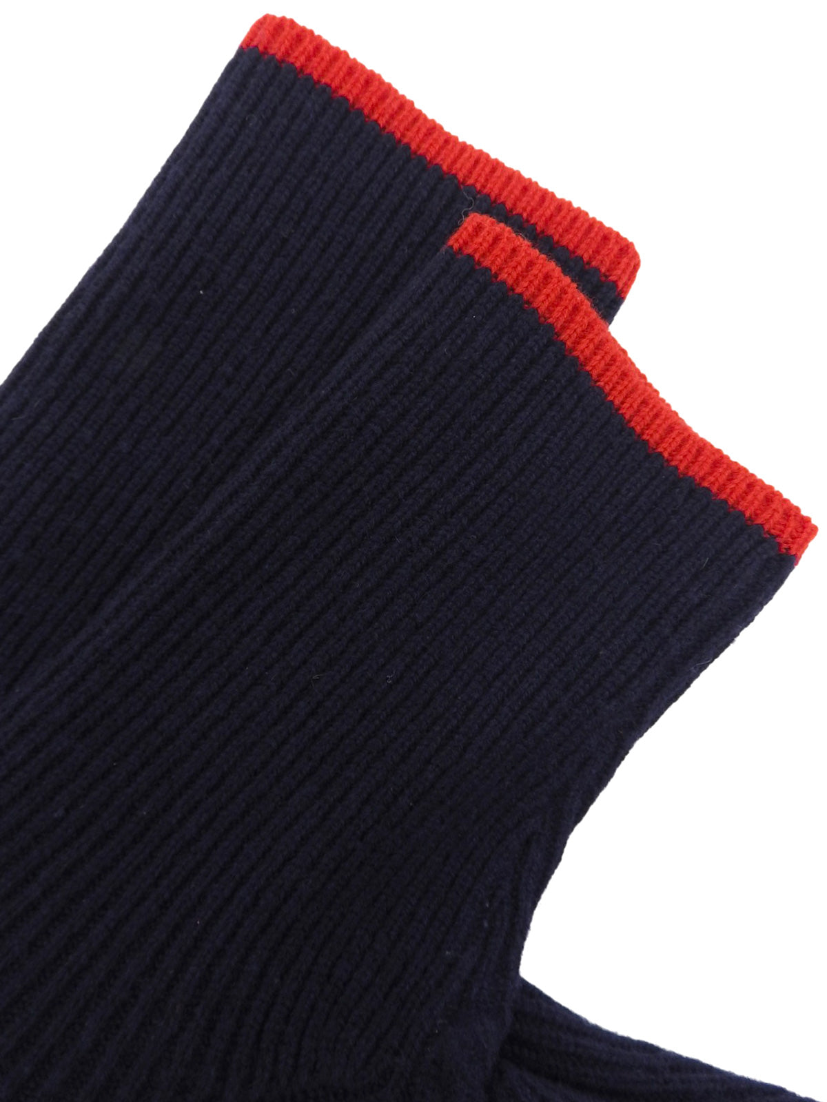 ロゴプレート半袖ニットワンピース ネイビー/レッド