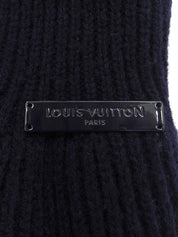 ロゴプレート半袖ニットワンピース ネイビー/レッド