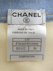 2007年製 デニムニットコンビCCマークボタンカーディガン オフホワイト/ライトブルー