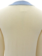2007 Denim Knit Combo CC Mark Button Cardigan #36 Off-white/Light Blue