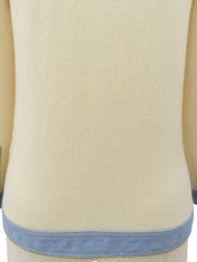 2007 Denim Knit Combi CC Mark Button Cardigan in Off-White/Light Blue