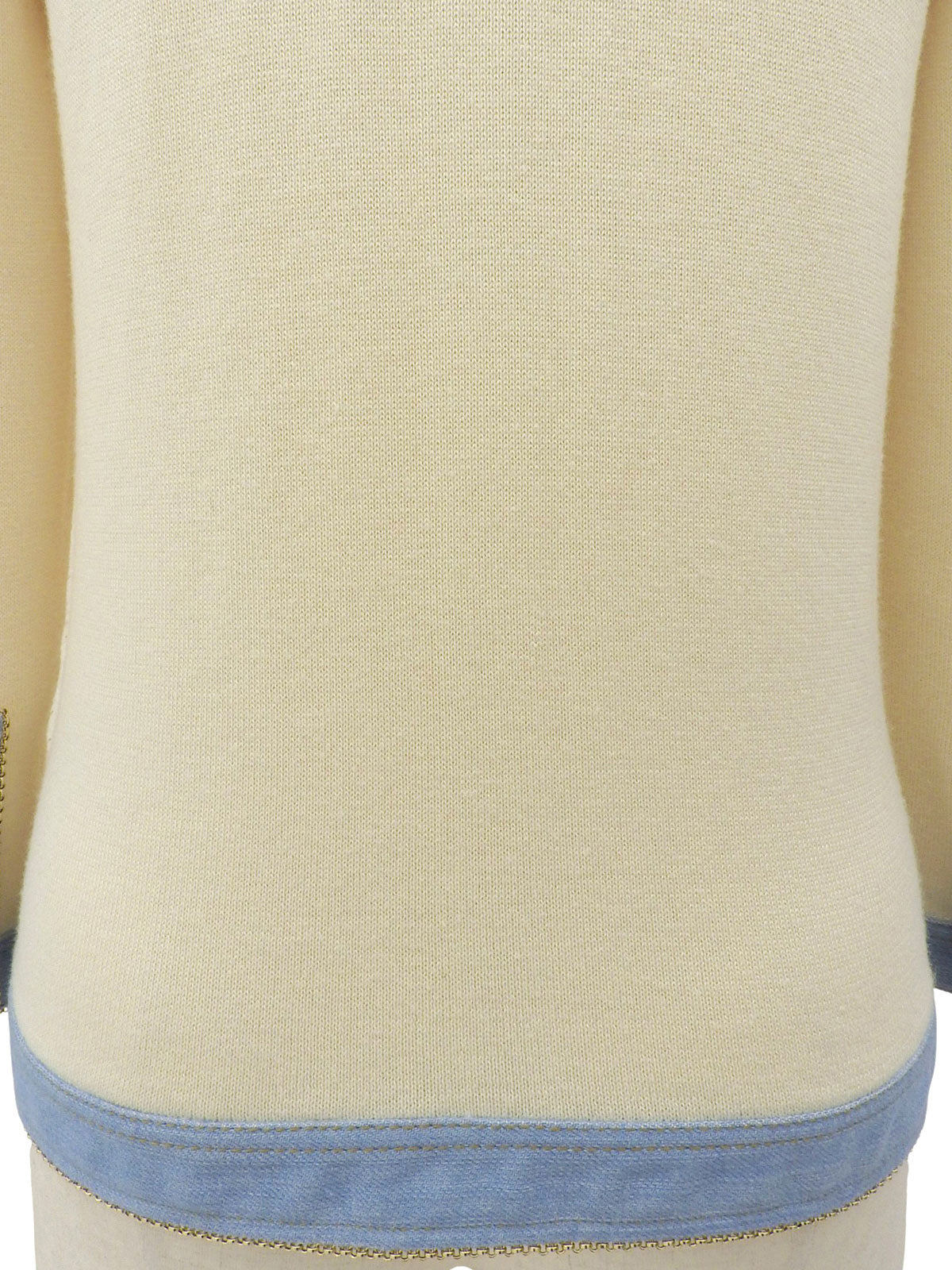 2007 Denim Knit Combo CC Mark Button Cardigan #36 Off-white/Light Blue