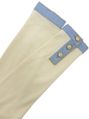 2007 Denim Knit Combo CC Mark Button Cardigan #36 Off-white/Light Blue