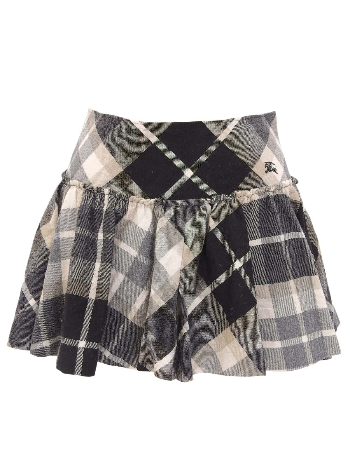 米色/黑色格纹荷叶边短裤