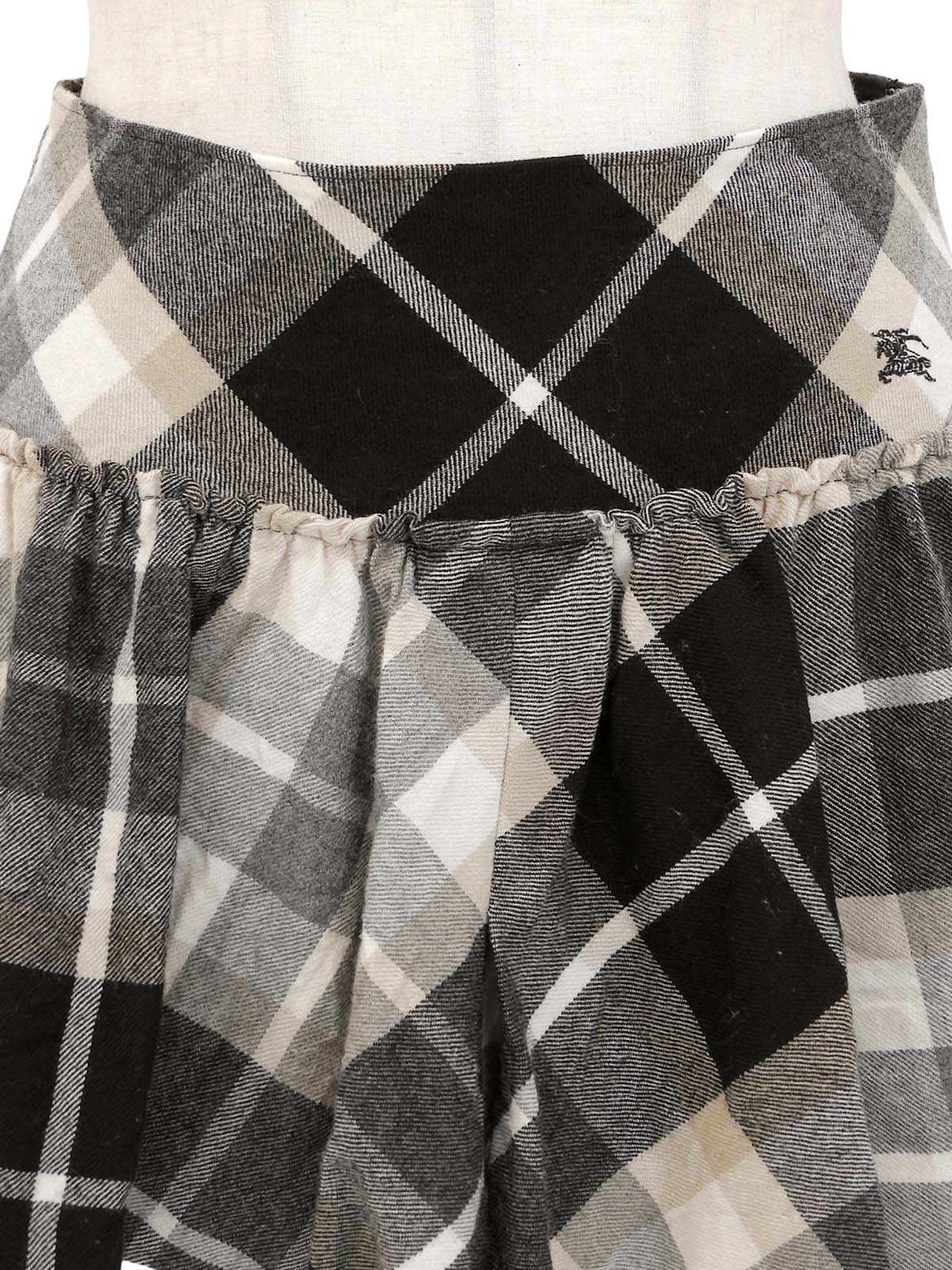 米色/黑色格纹荷叶边短裤