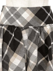 米色/黑色格纹荷叶边短裤