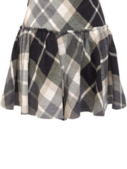 米色/黑色格纹荷叶边短裤