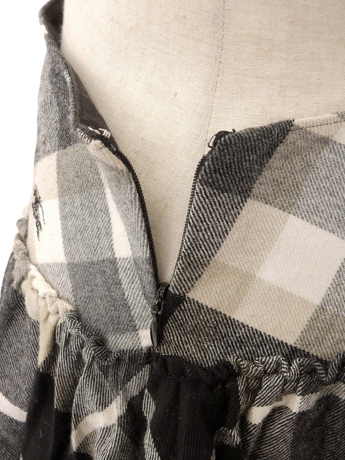 米色/黑色格纹荷叶边短裤