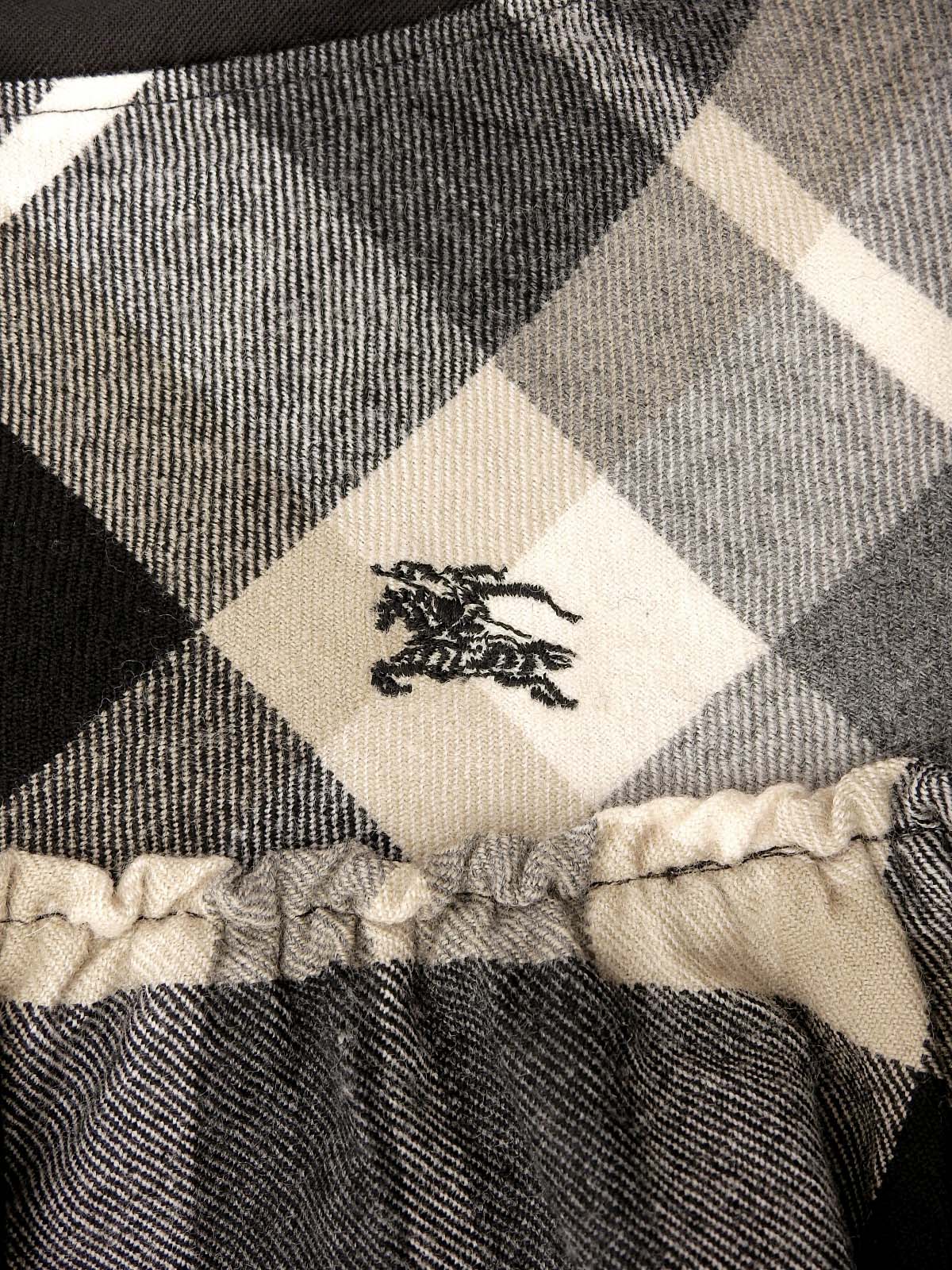 米色/黑色格纹荷叶边短裤