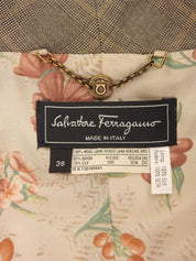 Wool and velour combination check pattern set in brown