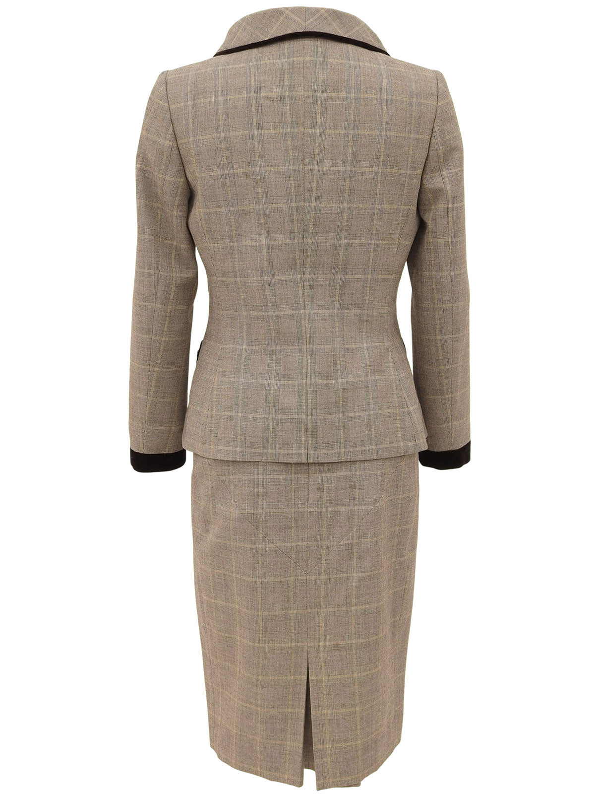 ウールベロアコンビチェックパターンセットアップ ブラウン