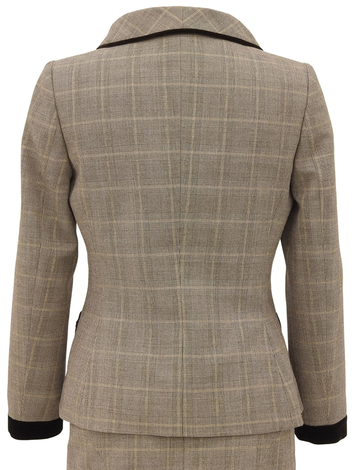 Wool and velour combination check pattern set in brown