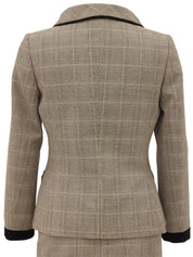 Wool and velour combination check pattern set in brown