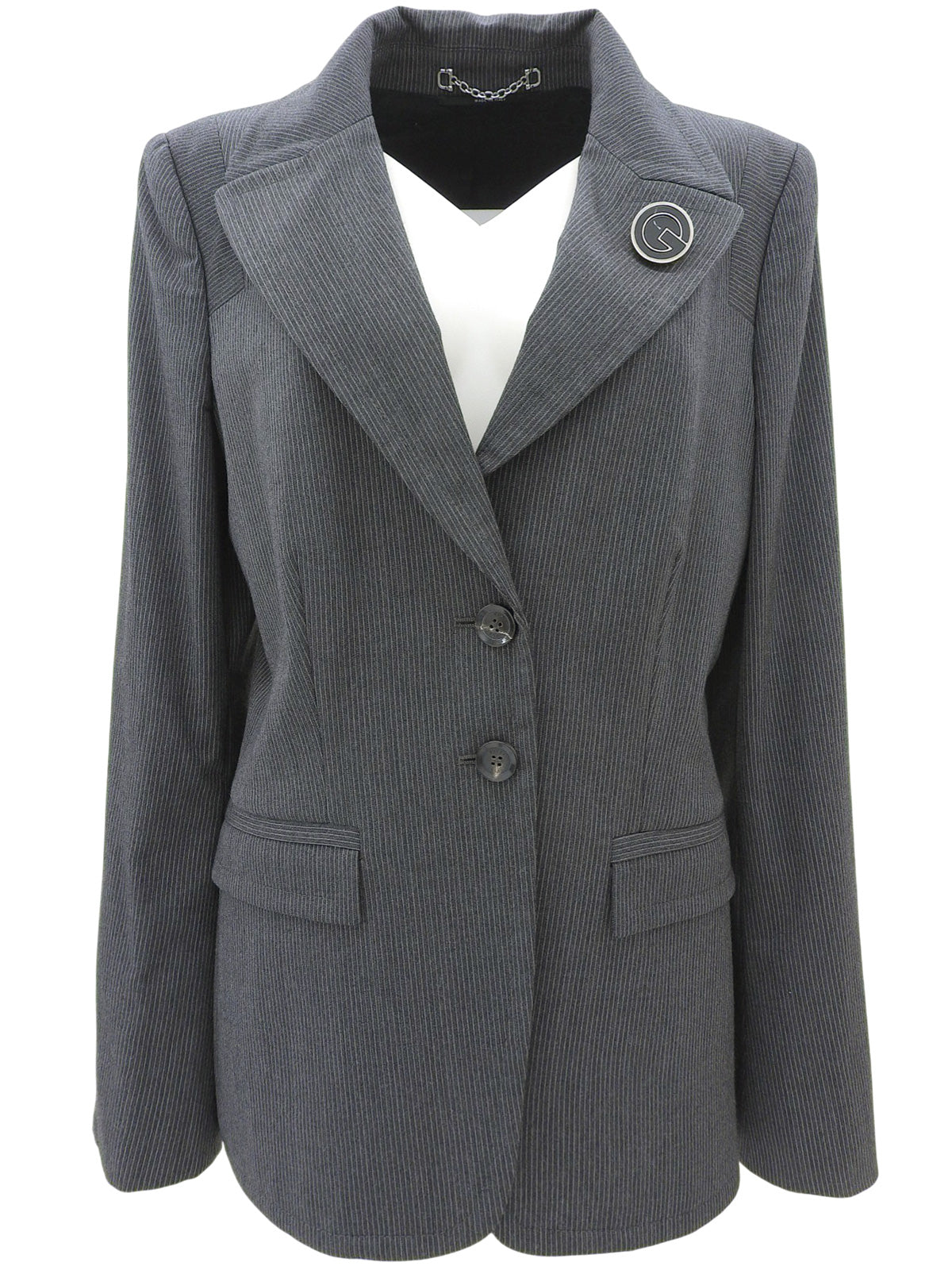 Wool striped pattern jacket, gray, #42
