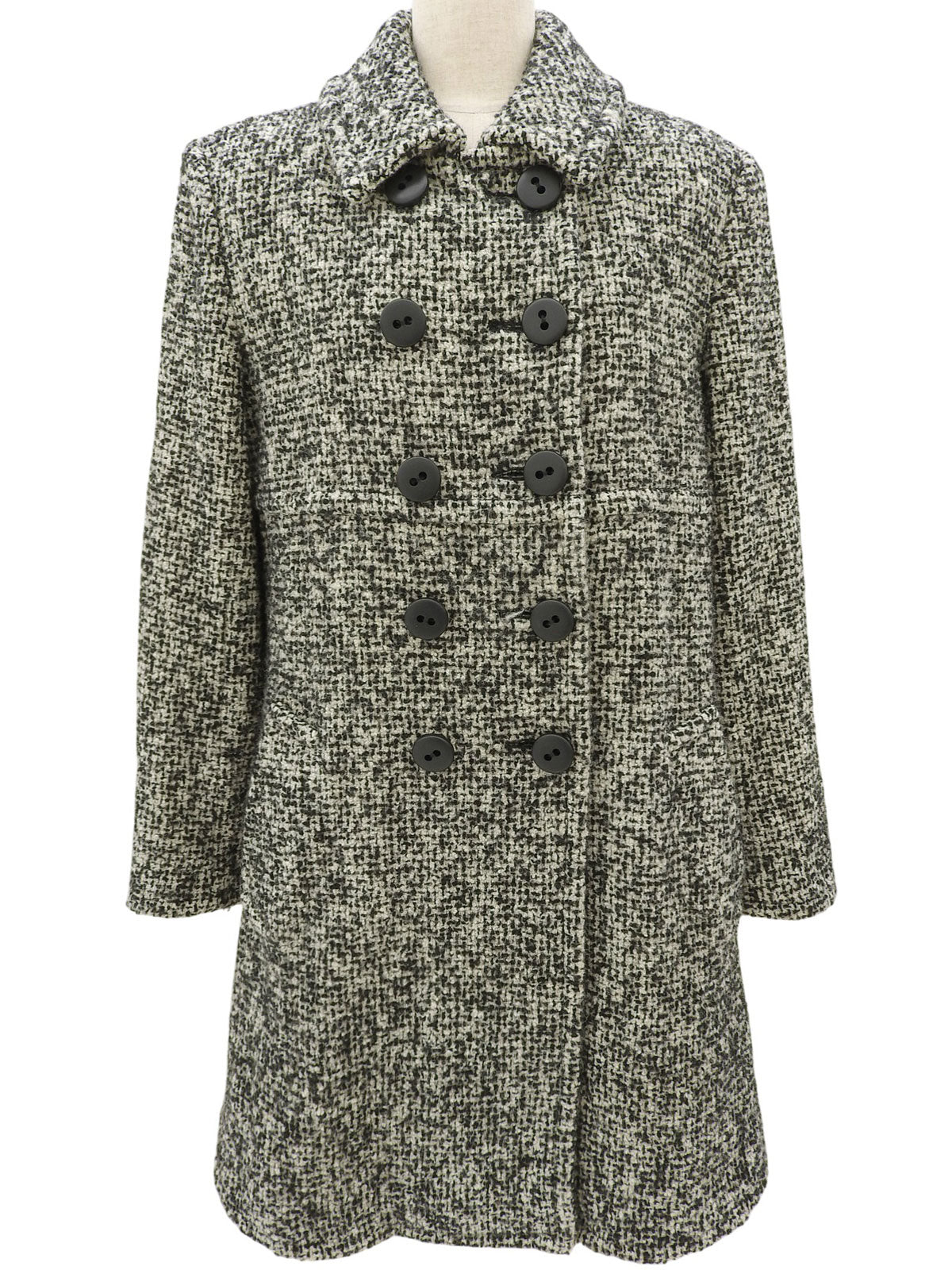 Tweed Double-Breasted Coat #36 Black/White