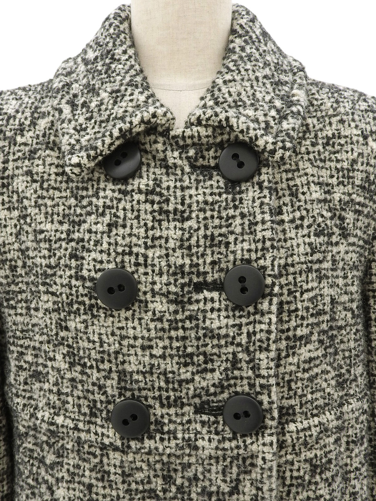 ツイードダブルブレストコート ブラック/ホワイト #36