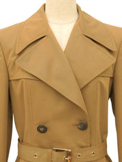 Bamboo Buckle Logo Button Coat Brown