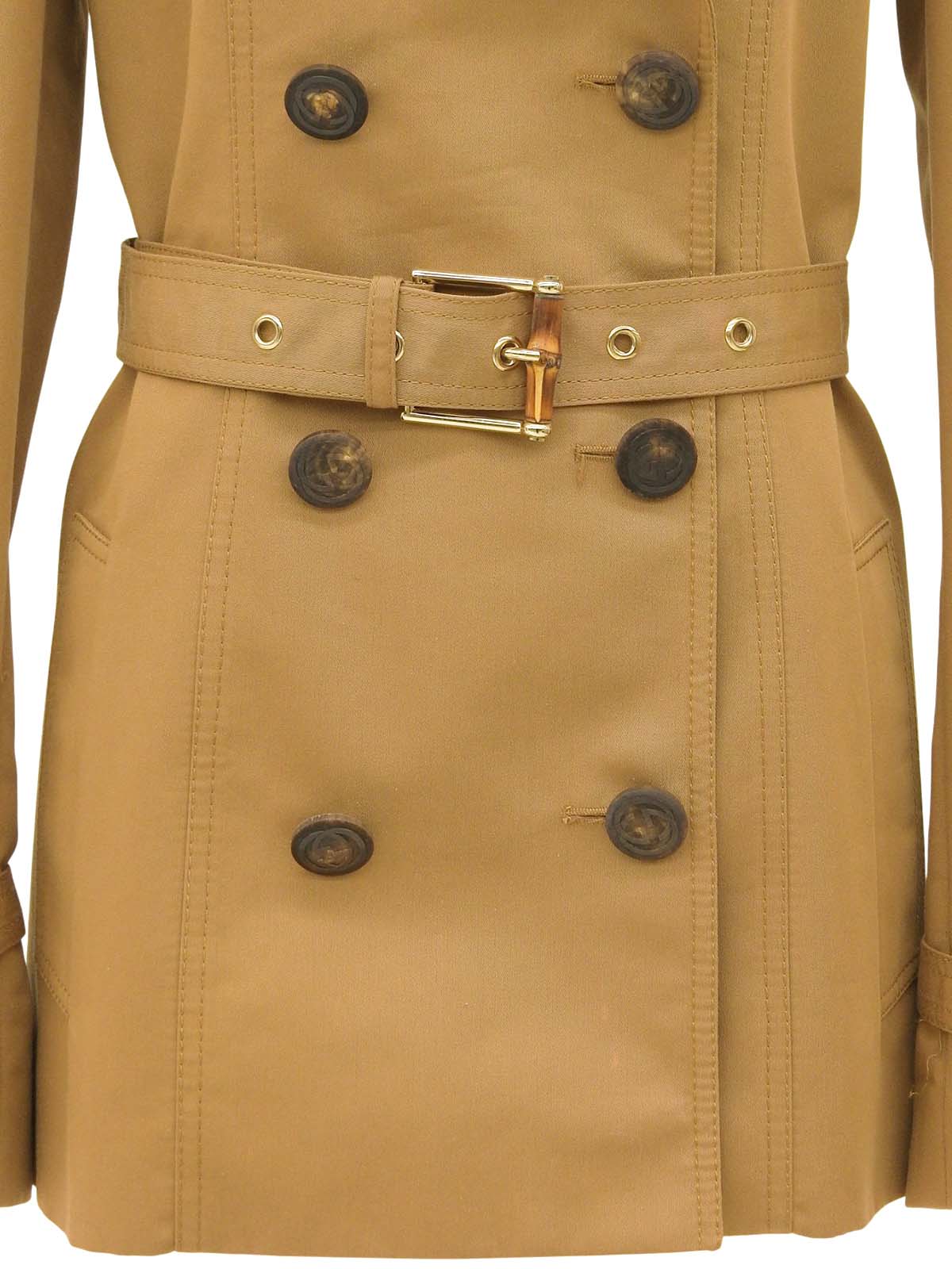 Bamboo Buckle Logo Button Coat Brown