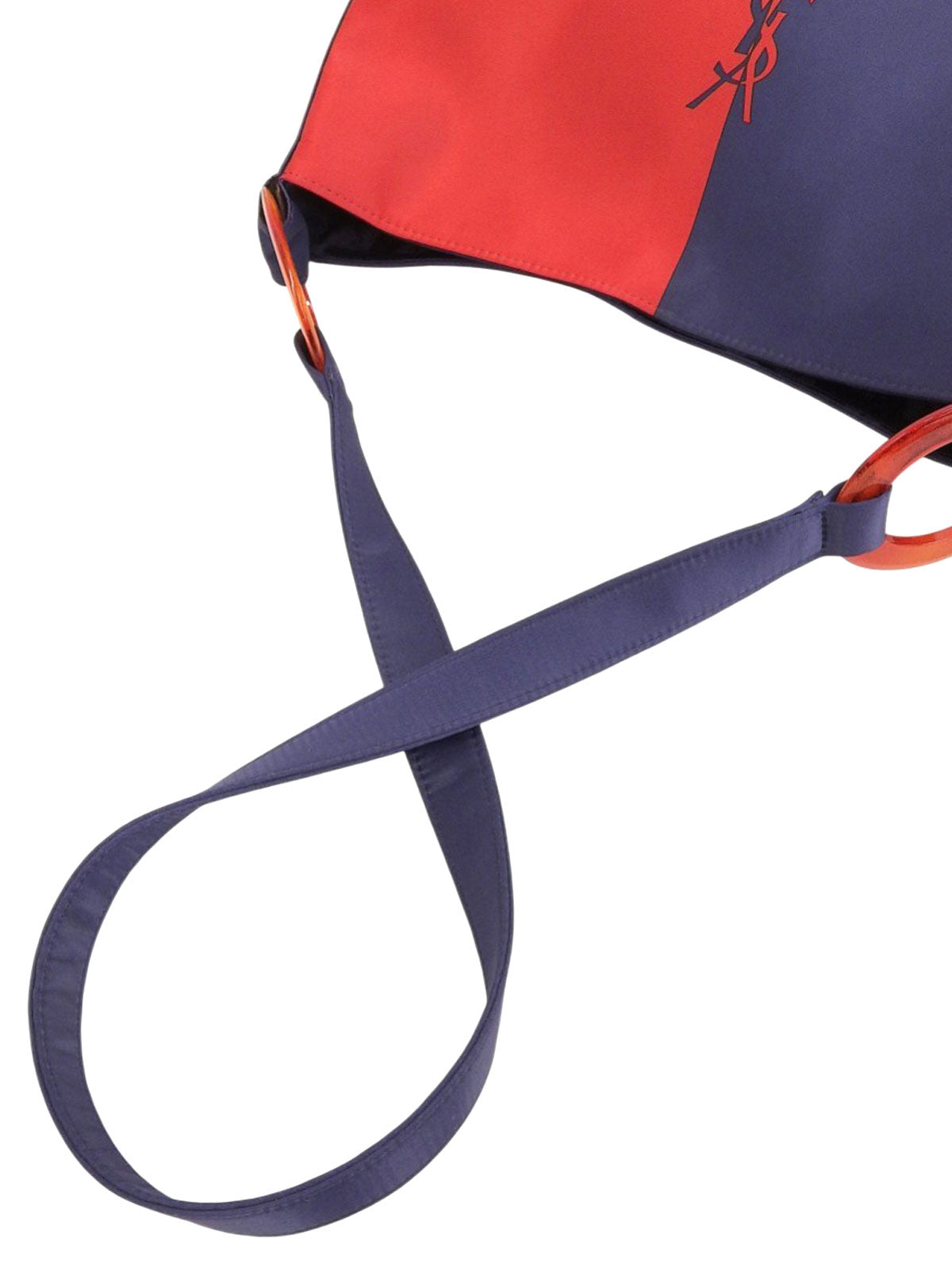 缎面Logo印花单肩包 蓝/红色