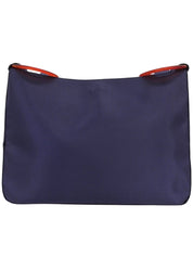 缎面Logo印花单肩包 蓝/红色