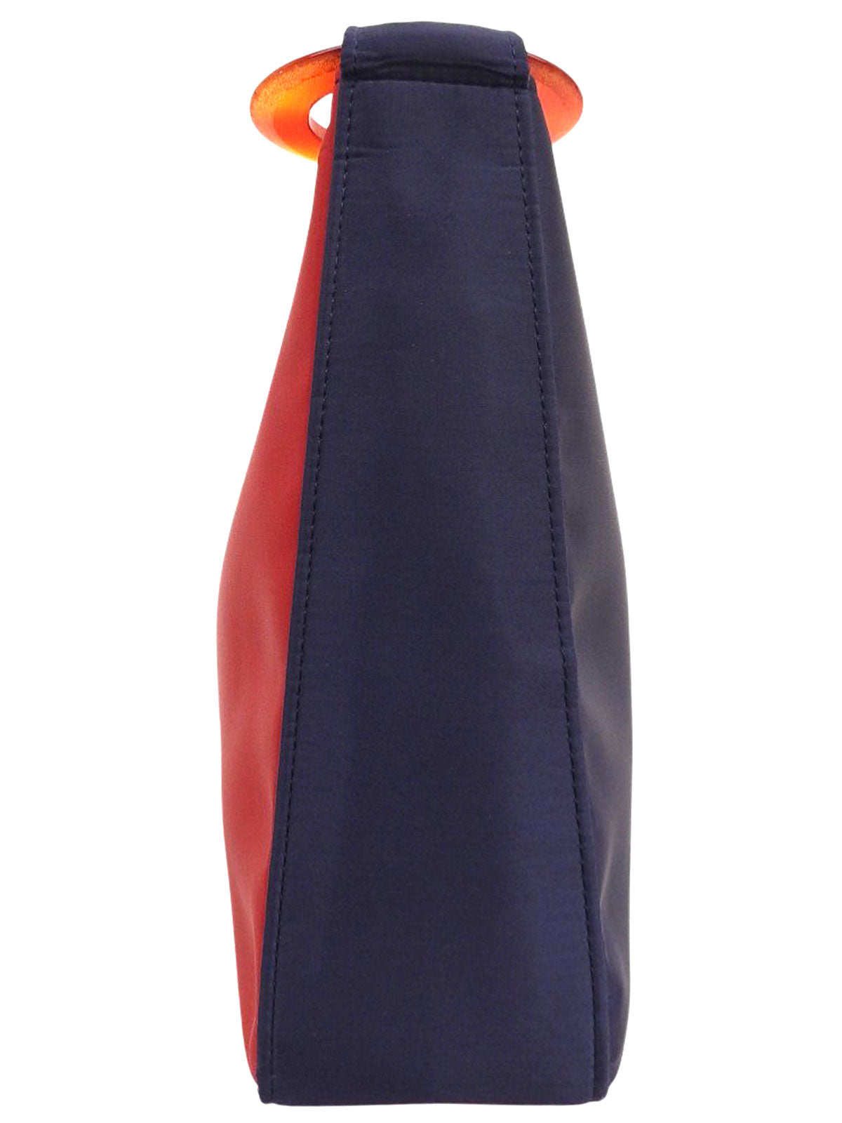 缎面Logo印花单肩包 蓝/红色