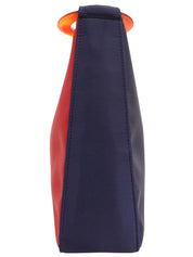 缎面Logo印花单肩包 蓝/红色