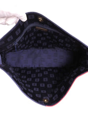 缎面Logo印花单肩包 蓝/红色