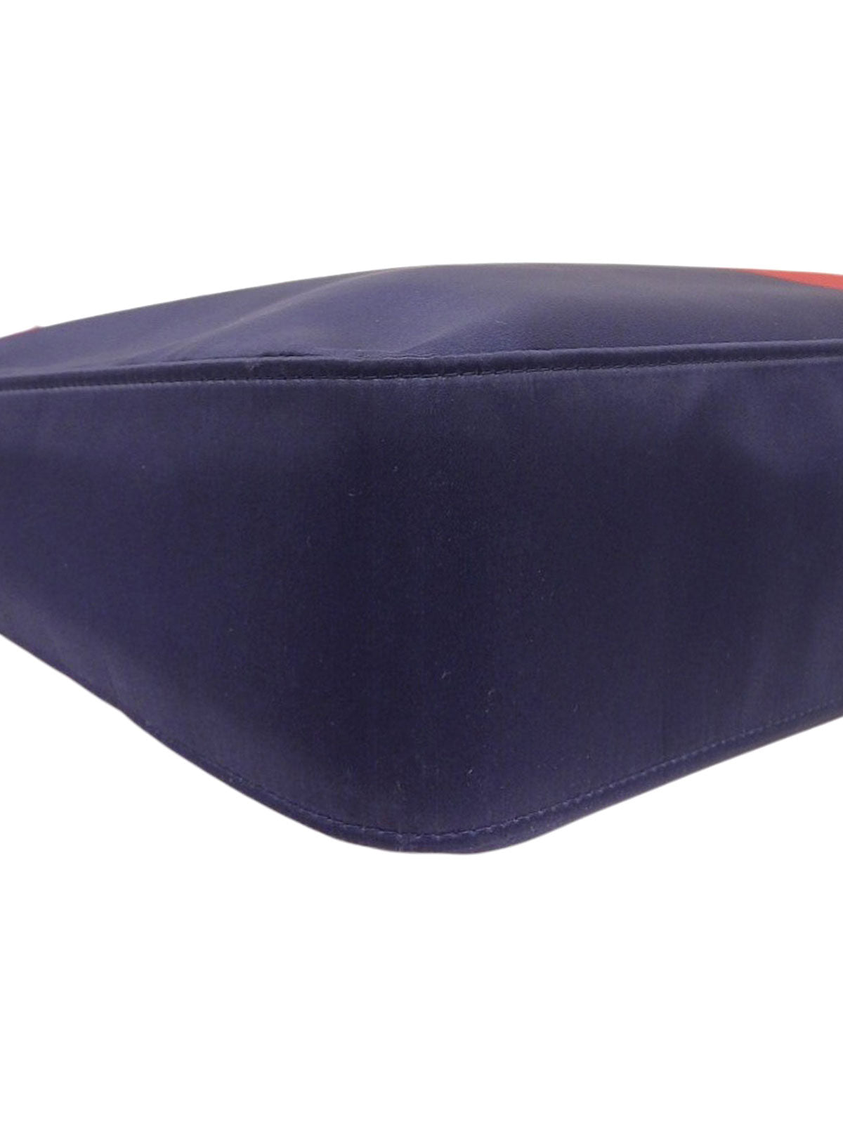 缎面Logo印花单肩包 蓝/红色