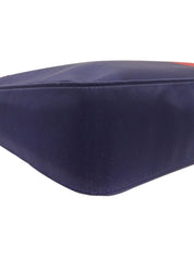 缎面Logo印花单肩包 蓝/红色