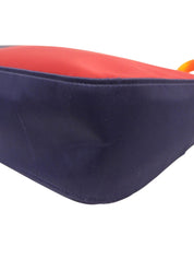 缎面Logo印花单肩包 蓝/红色