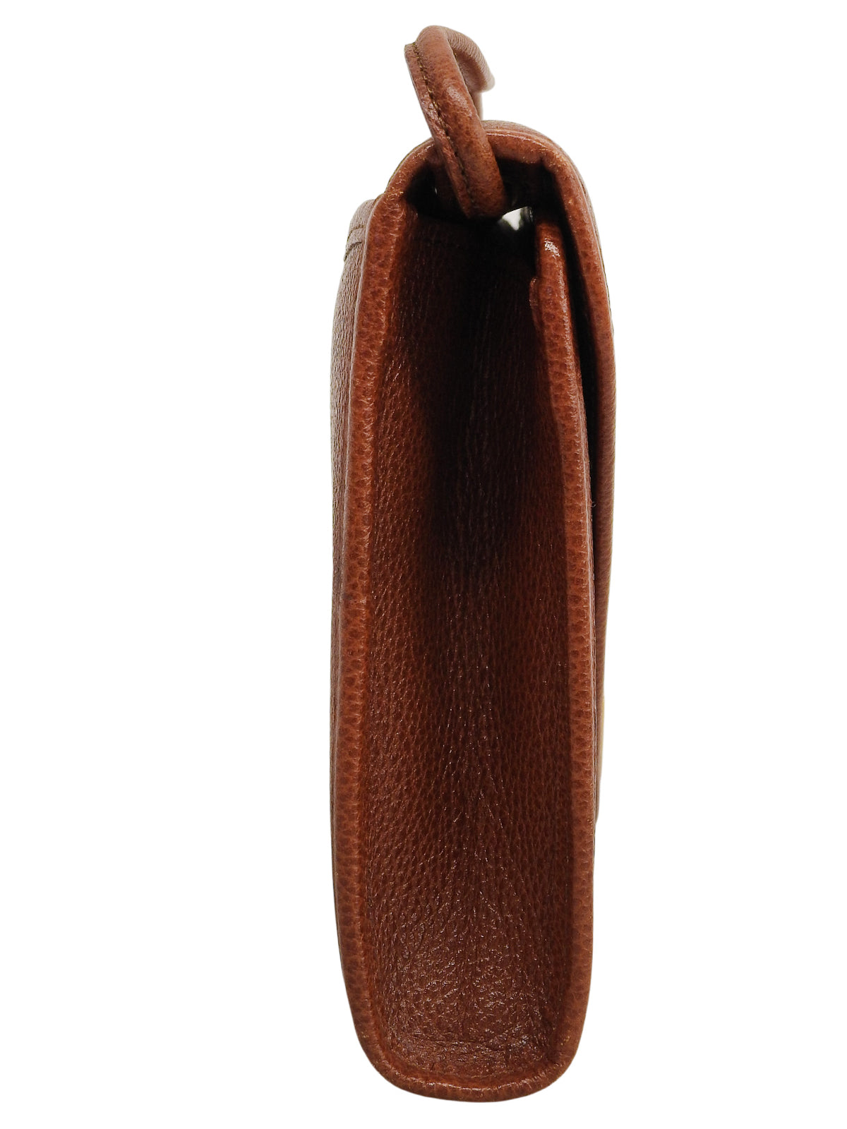 V形翻盖logo铭牌单肩包，棕色