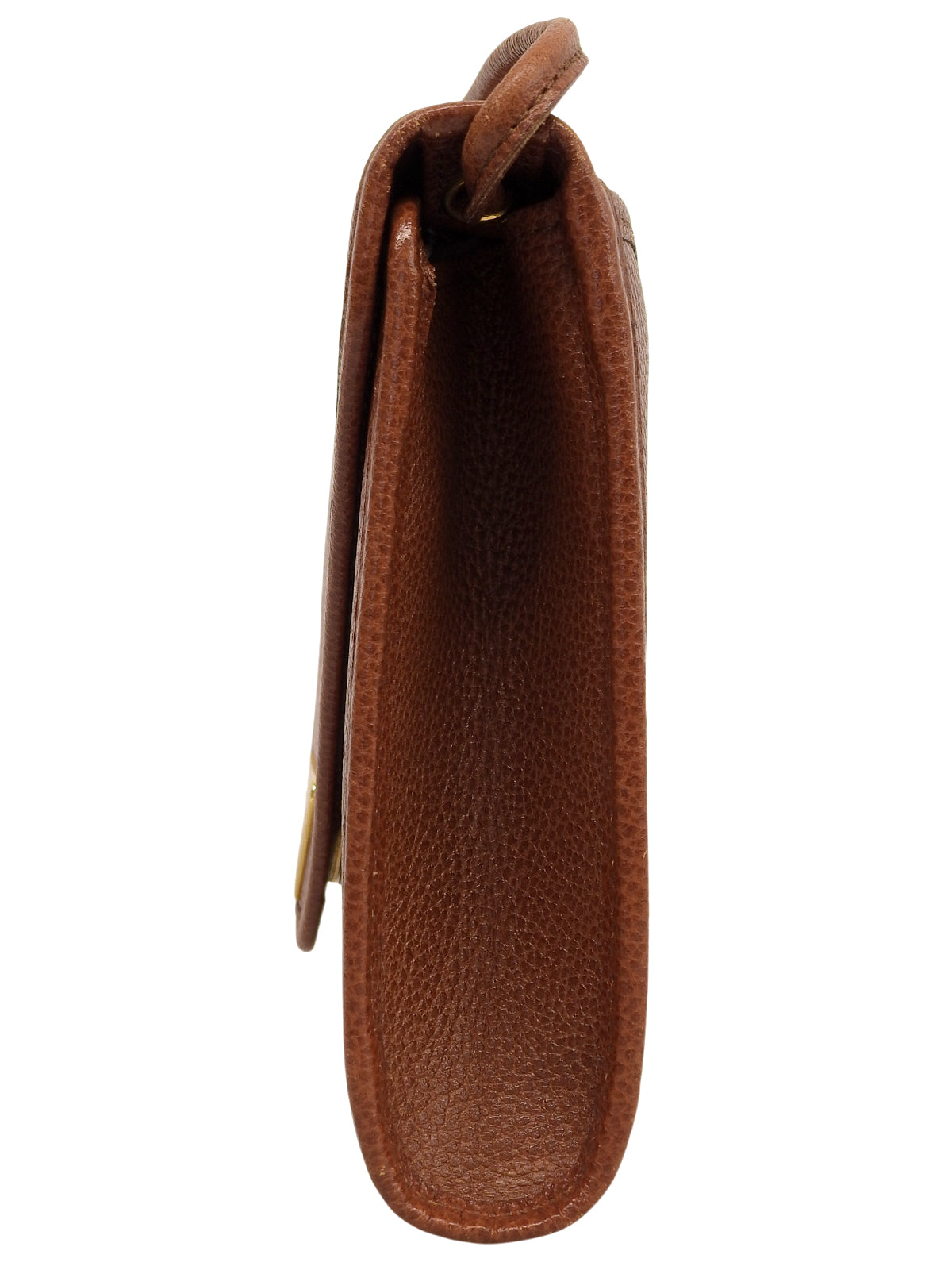 V形翻盖logo铭牌单肩包，棕色