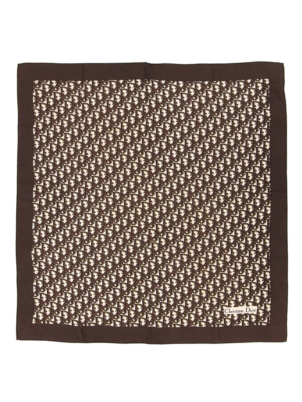 棕白色丝绸图案围巾