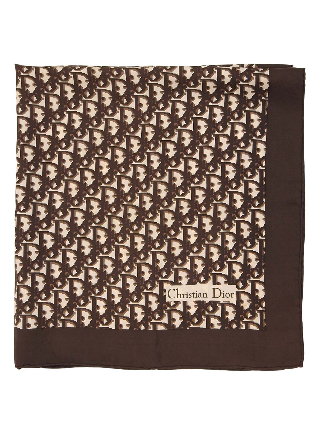 棕白色丝绸图案围巾