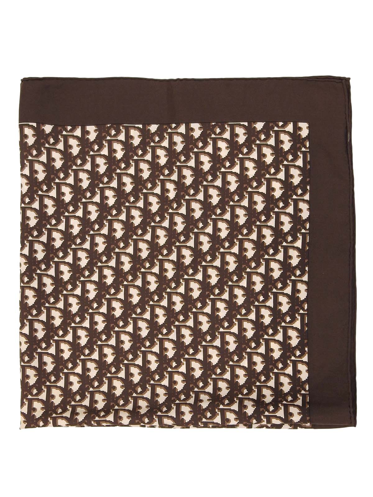 棕白色丝绸图案围巾