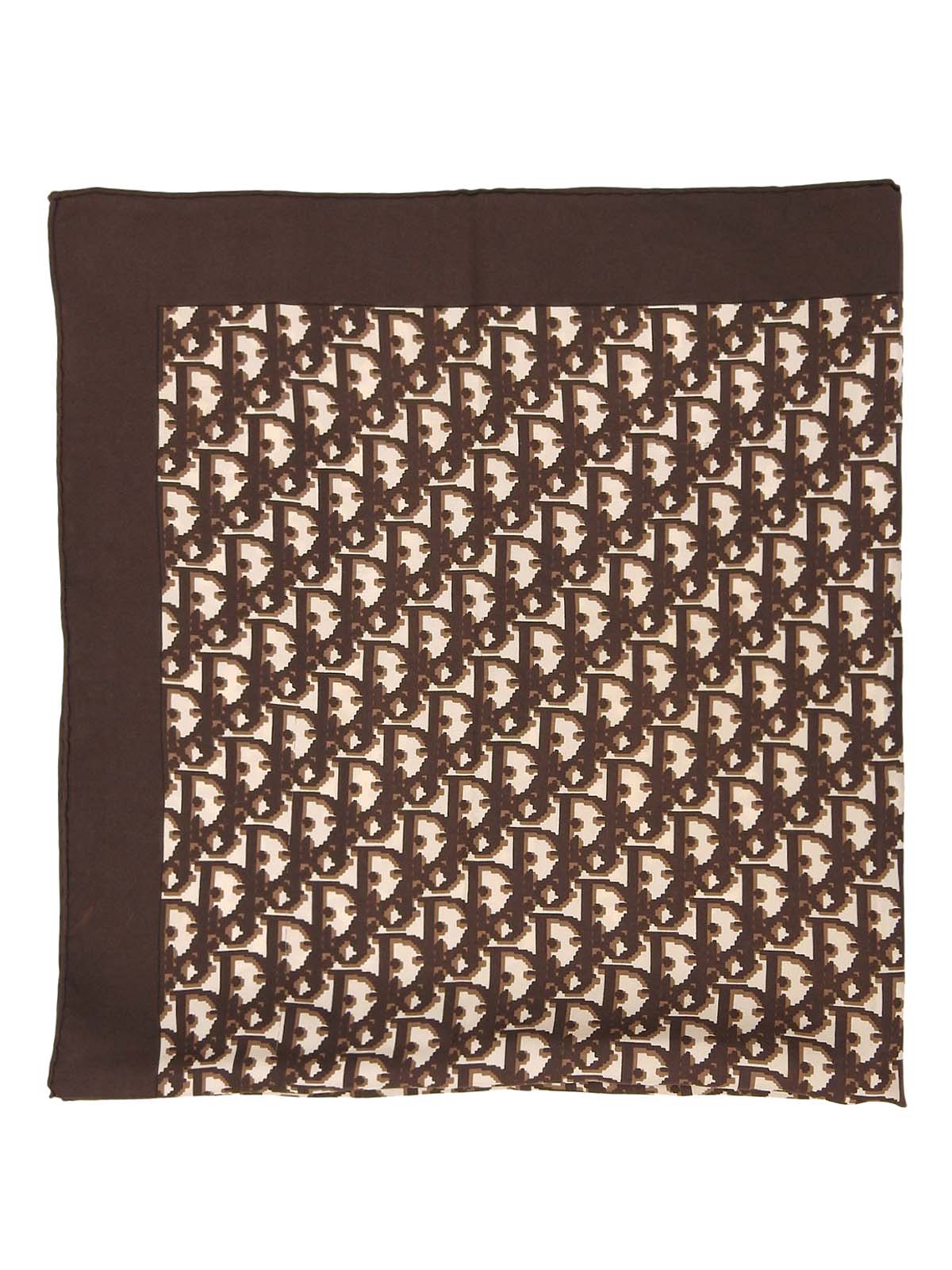 棕白色丝绸图案围巾