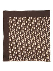 棕白色丝绸图案围巾