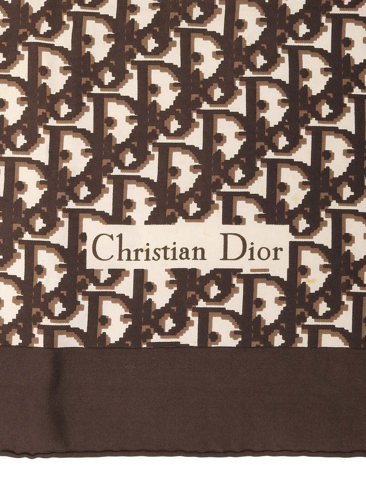 棕白色丝绸图案围巾