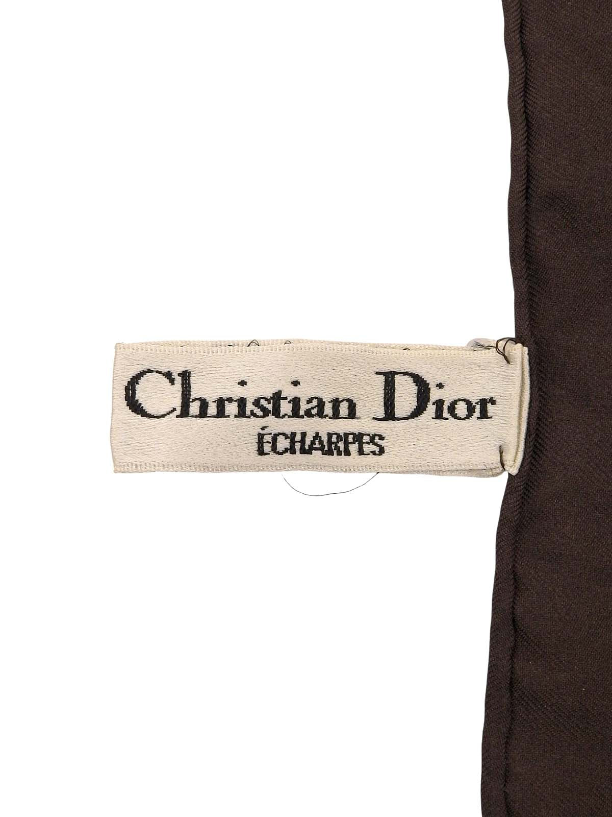 棕白色丝绸图案围巾