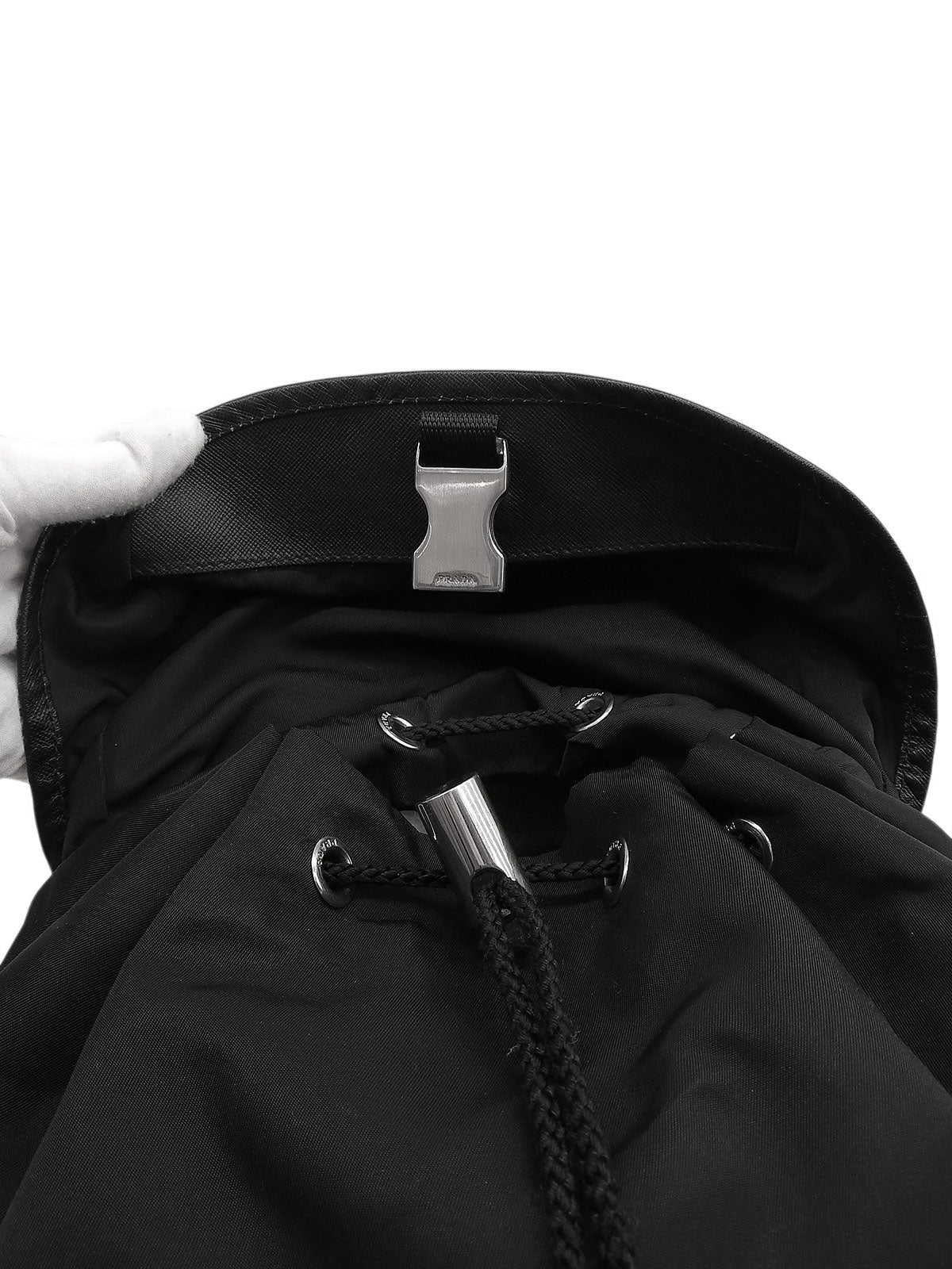 ナイロンロゴプレートバックパック ブラック