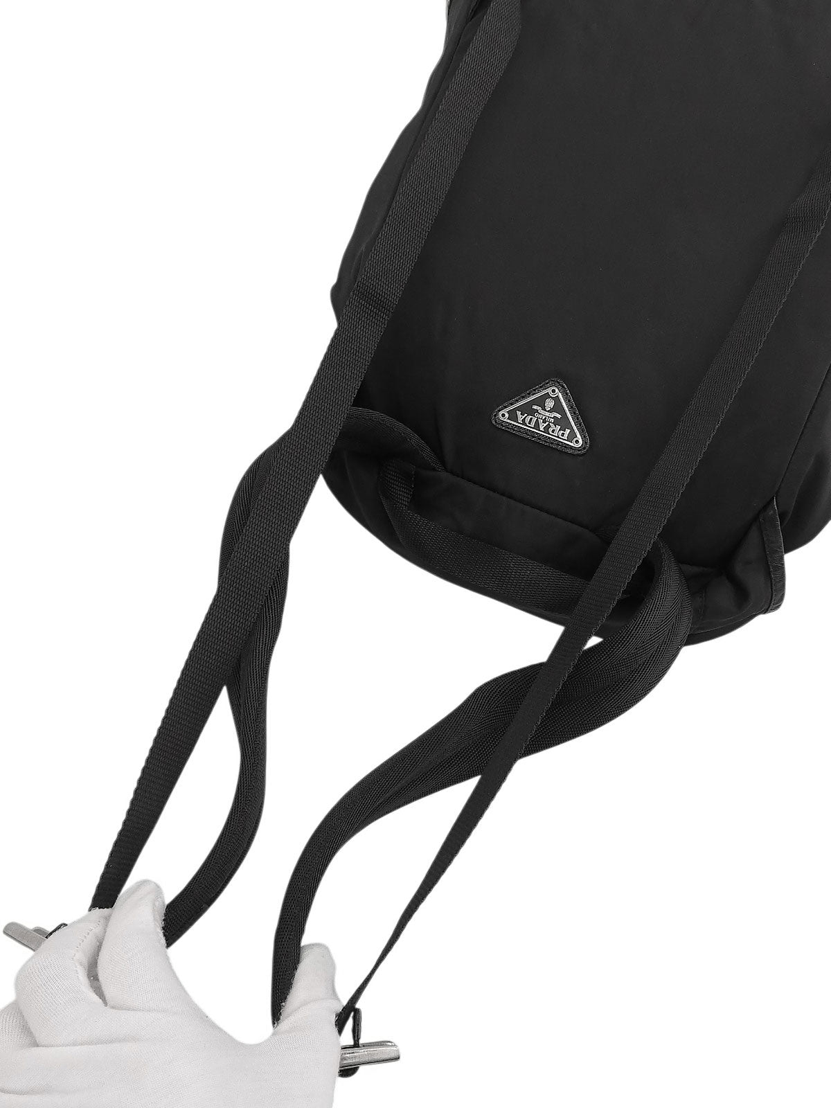 ナイロンロゴプレートバックパック ブラック