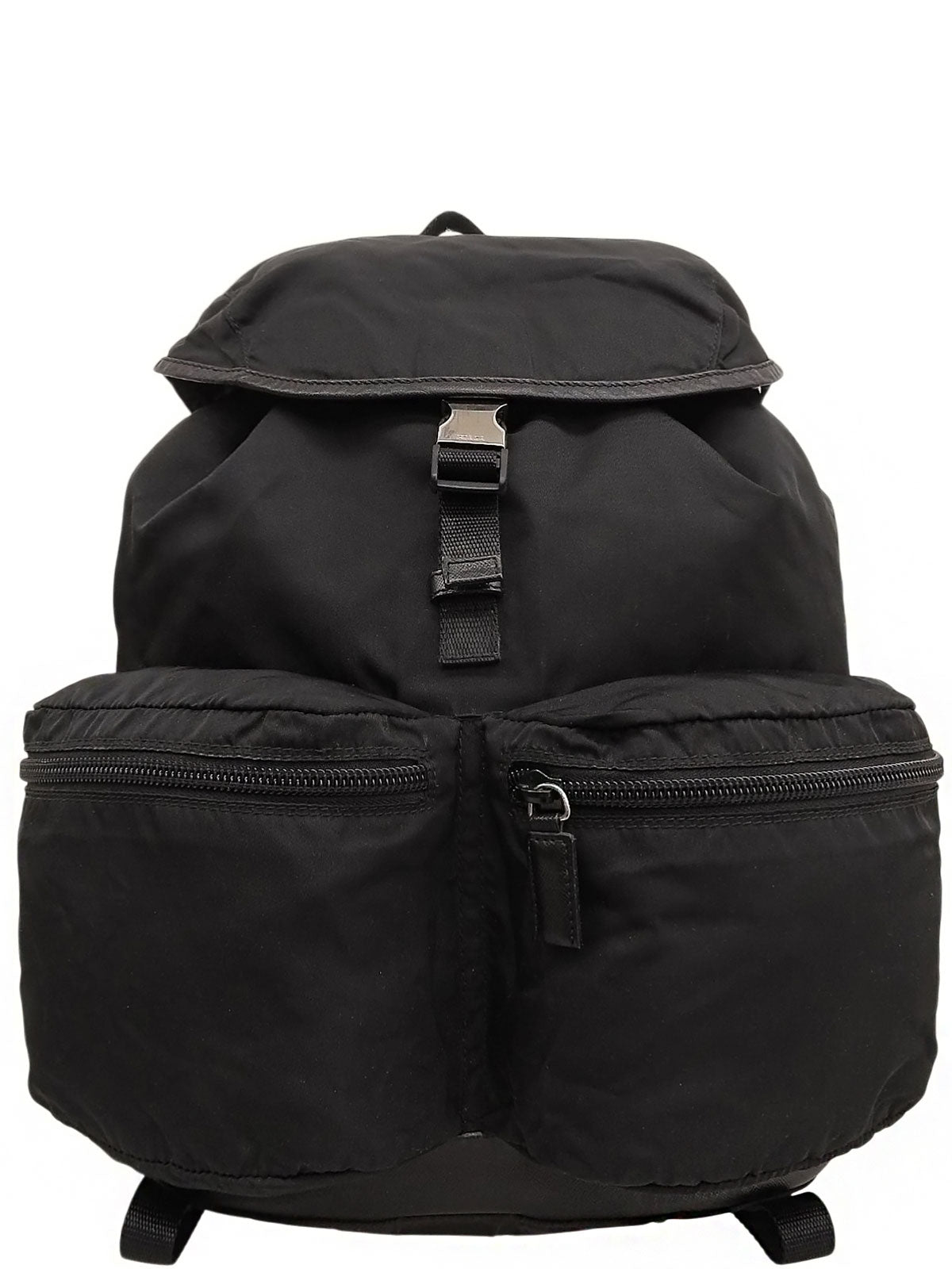 ナイロンロゴプレートバックパック ブラック