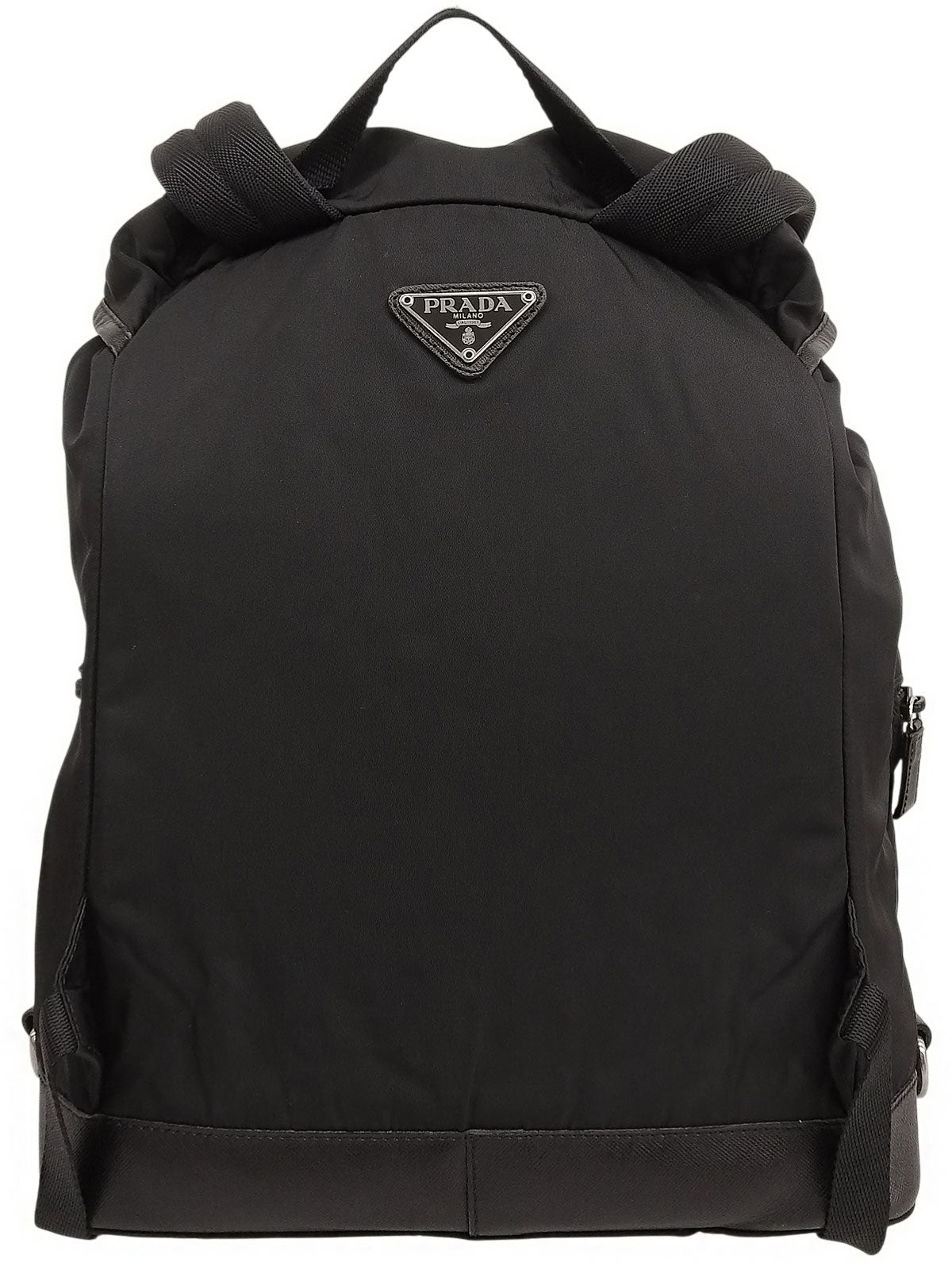 Nylon Logo Plate Backpack in Black
