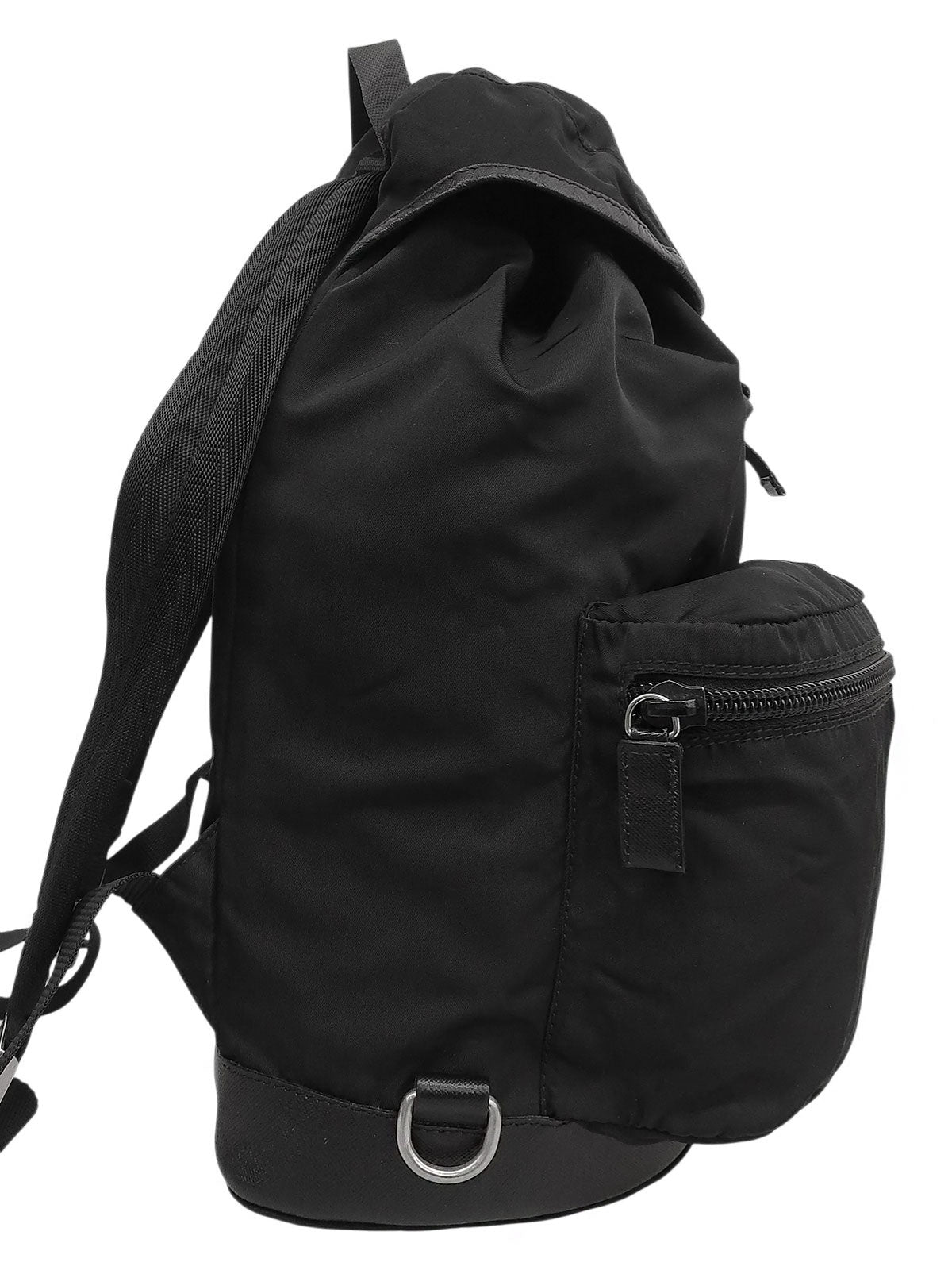 Nylon Logo Plate Backpack in Black