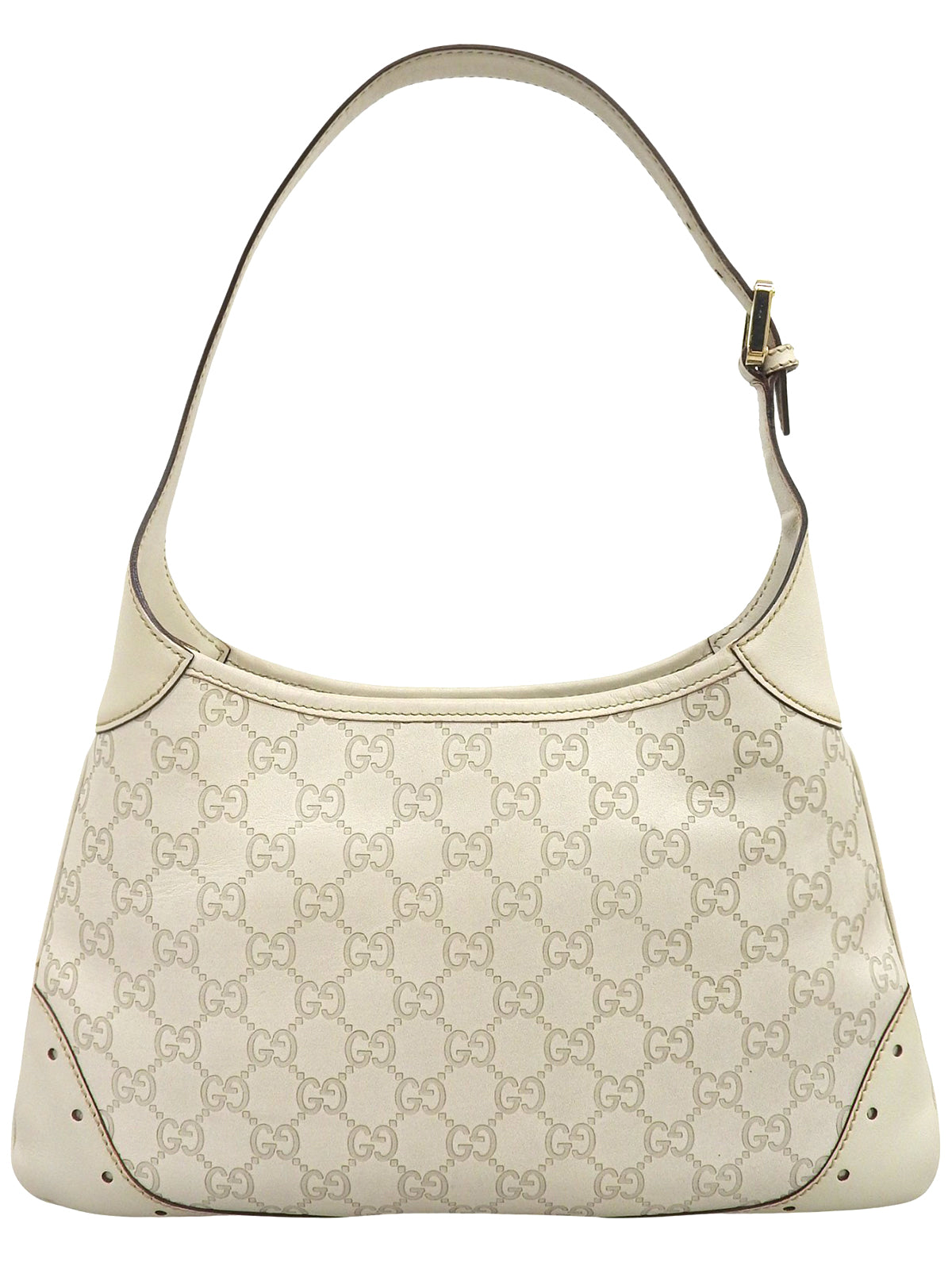 Guccissima 图案 Logo 饰板单肩包，米白色