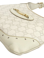Guccissima 图案 Logo 饰板单肩包，米白色