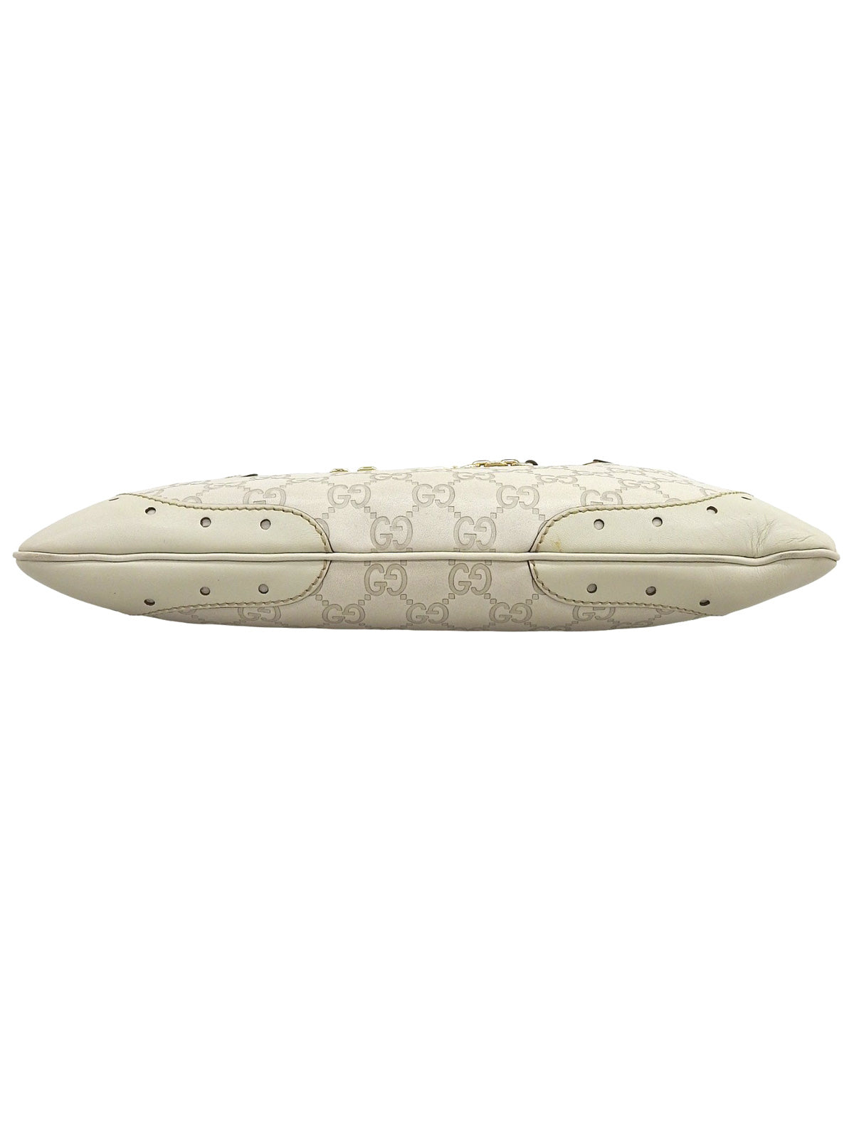 Guccissima 图案 Logo 饰板单肩包，米白色
