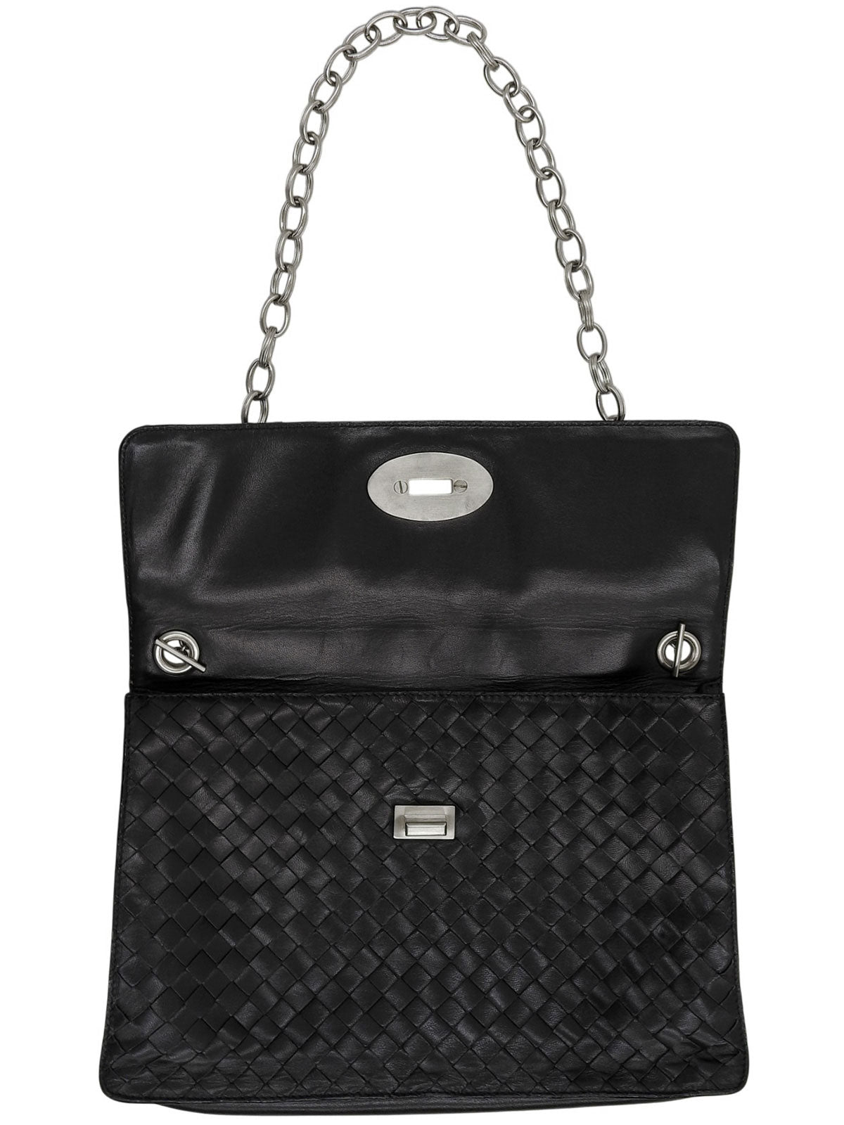 黑色编织链条单肩包